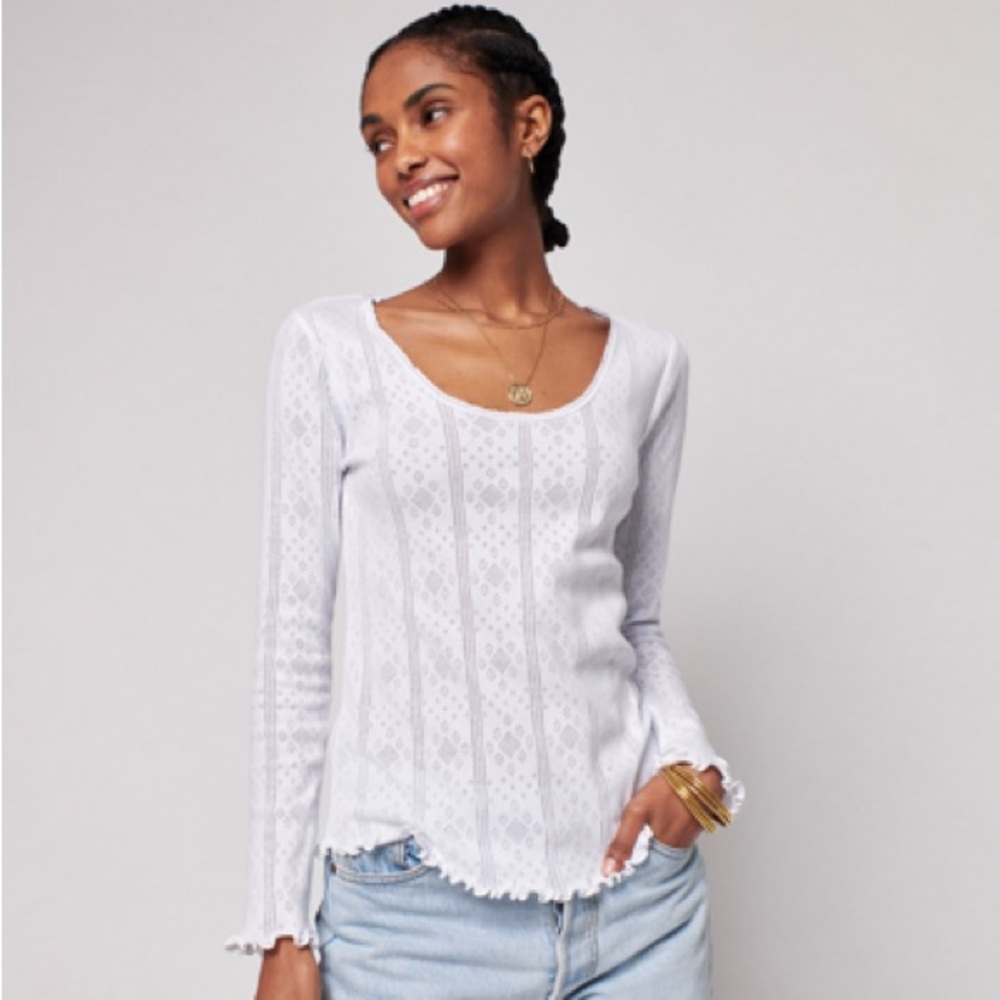 Faherty Pointelle Long Sleeve Top NWT